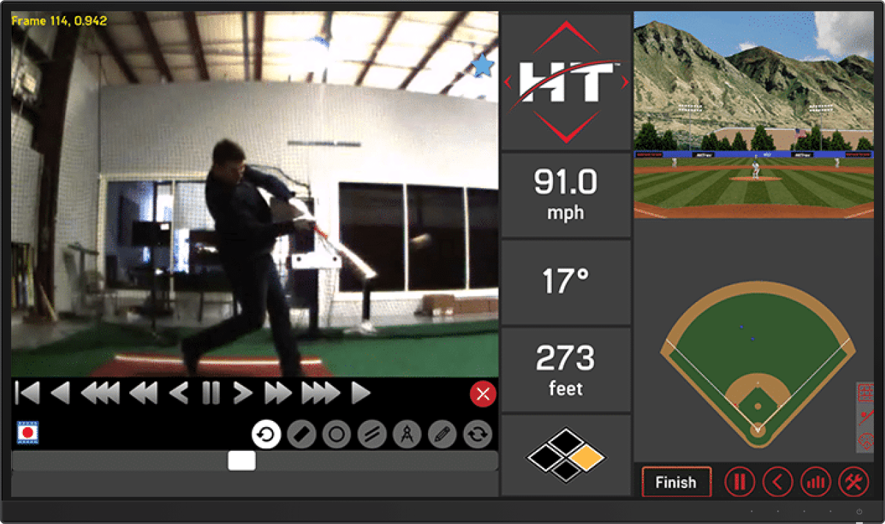 A screenshot of the video capture and analysis feature in HitTrax Pro